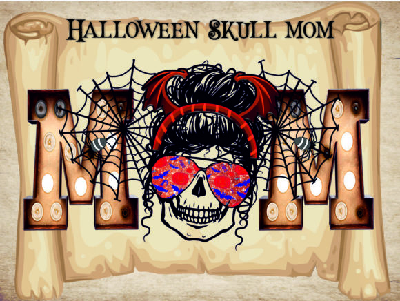 Skull Mom Halloween Graphics for Crafts